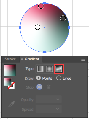 Screen shot of Freeform Gradient Panel