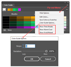 Set Options for the Color Guide Matrix in Adobe Illustrator.