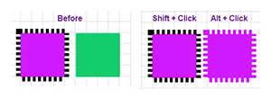 Illustration of how to copy a single color with the Shift + Click method.