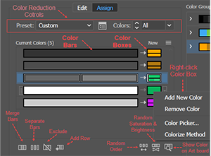 Illustration of the Assign Panel Controls in the Recolor Artwork Dialog