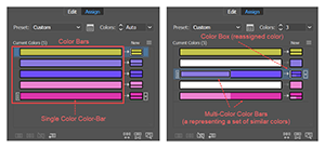 Illustration showing Color Bars and Color Reduction in the Recolor Artwork panel