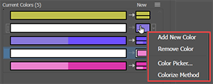 Illustration of How to Delete Rows from the Assign Panel Color Grid of the Recolor Artwork panel.