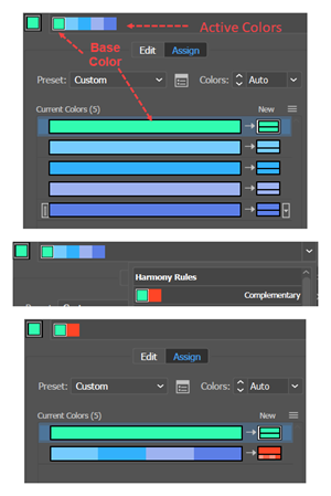 Color Reduction via the Complementary Color Rule using the Recolor Artwork panel.