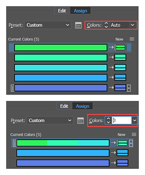 Recolor Artwork conrol for Automatic Color Reduction to a Specific Number of Colors