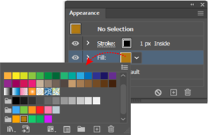 Compact version of the Swatches panel that you access from the Appearance panel.