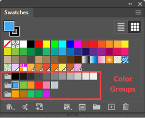 Screen shot with Color Groups in the Swatches Panel highlighted.