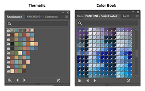 Screenshots comparing Thematic vs. Color Book members of the Library.