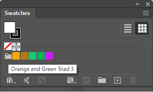 Screenshot of Creating a Color Group in the Swatches panel.