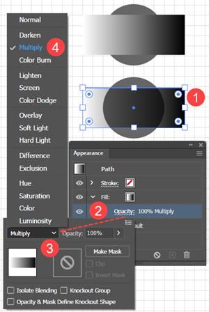 Illustration of Creating a Multiply Blend on the Fill of the Selected Bar, which is on Top of the Circle