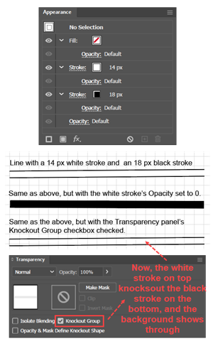 Example showing 2 Strokes on the same Line that are acting like a Knockout Group