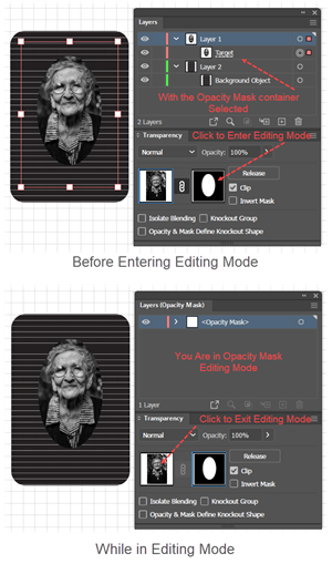 Entering and Exiting Opacity Mask Editing Mode