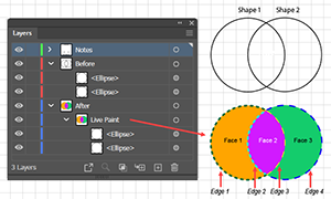 Illustration of Faces and Edges exposed by the Live Paint tool.