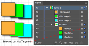 Illustration of Selecting a Group but not Targeting its Contents