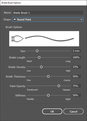 Illustration of Bristle Brush Options Dialog