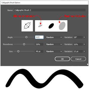 Illustration of the Calligraphic Brush Options Dialog