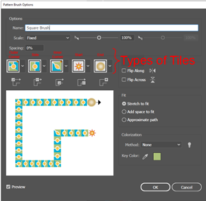 Illustration of the Pattern Brush Options dialog.