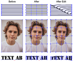 Illustration of an Envelope Distortion that starts out with a non-distorting rectangular Mesh.