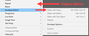 Illustration of the Menu Options for the Object > Envelope Distort command.