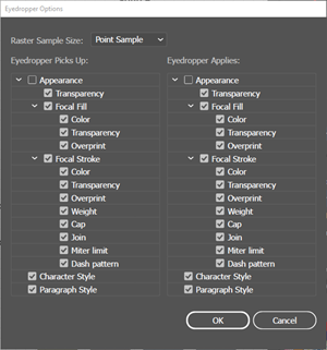 Illustration of the Eyedropper Options Dialog