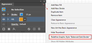 Illustration of How to Edit and Redefine a Style in the Graphic Styles panel