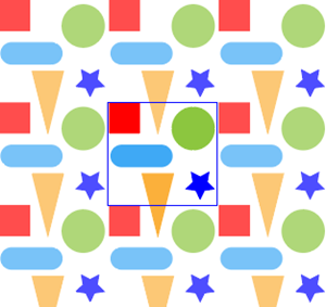 Example of a Seamless pattern with Art that appears to extend from one tile to its neighbor.