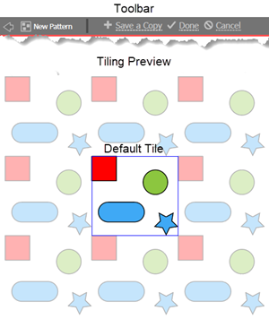 Illustration of how to create a simple pattern with default settings and Art that fits completely on a single tile.