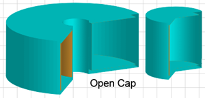 Illustration showing that Choosing the No Cap option makes the 3D structure look hollow