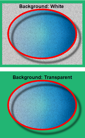 Illustration of How the Background: White vs. Background: Transparent options work.