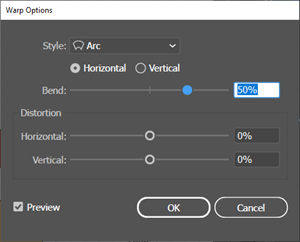 Screenshot of the Warp Options Dialog Box