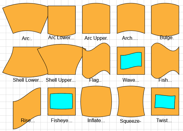 Illustration of the 15 Warp Effect Styles