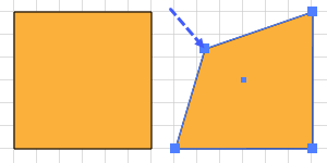 Illustration of how to Distort a figure from a Corner Point using the Free Transform tool.