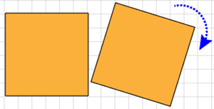 Illustration of Rotating a Figure by Dragging the Curved Arrow cursor of the Free Transform tool around a Corner Point