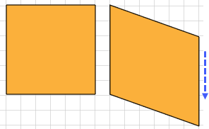 Illustration of how to Skew by Dragging a Side Point along the Shearing Axis with the Free Transform tool.