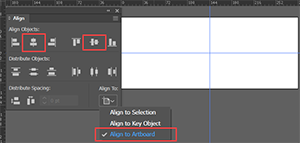 Diagram showing the alignment tools that you use to Center Illustrator Guides