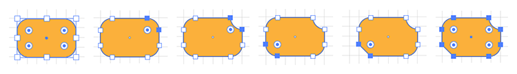 Change the curvature of only selected Corner Widgets using the Direct Selection tool in Adobe Illustrator.