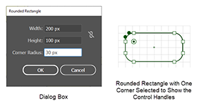 Create a Live Shape with the Rounded Rectangle dialog in Adobe Illustrator.