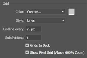 Screenshot of the Grid dialog for Setting the Grid's options.