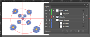 Example showing a spiral Path converted to a Guide in Adobe Illustrator.