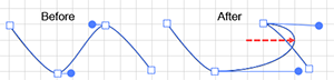 Diagram showing the effect of moving a path segment.