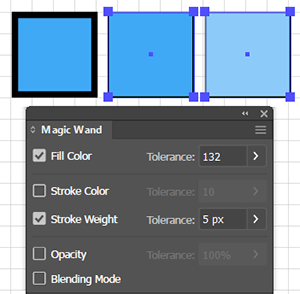 Illustration of using the Magic Wand tool and its dialog box opions.