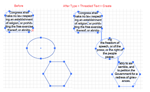 Illustration of Threading Text among Shapes