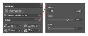 Illustration of setting Variable Font Properties