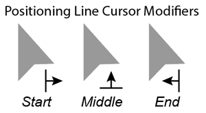 Illustration of Illustration of Cursor modifiers that correspond to the Path Type Positioning Lines.